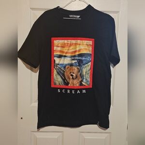 Unisex Black Rebel Minds SCREAM Bear Embroidered & Appliqued T Shirt Sz S